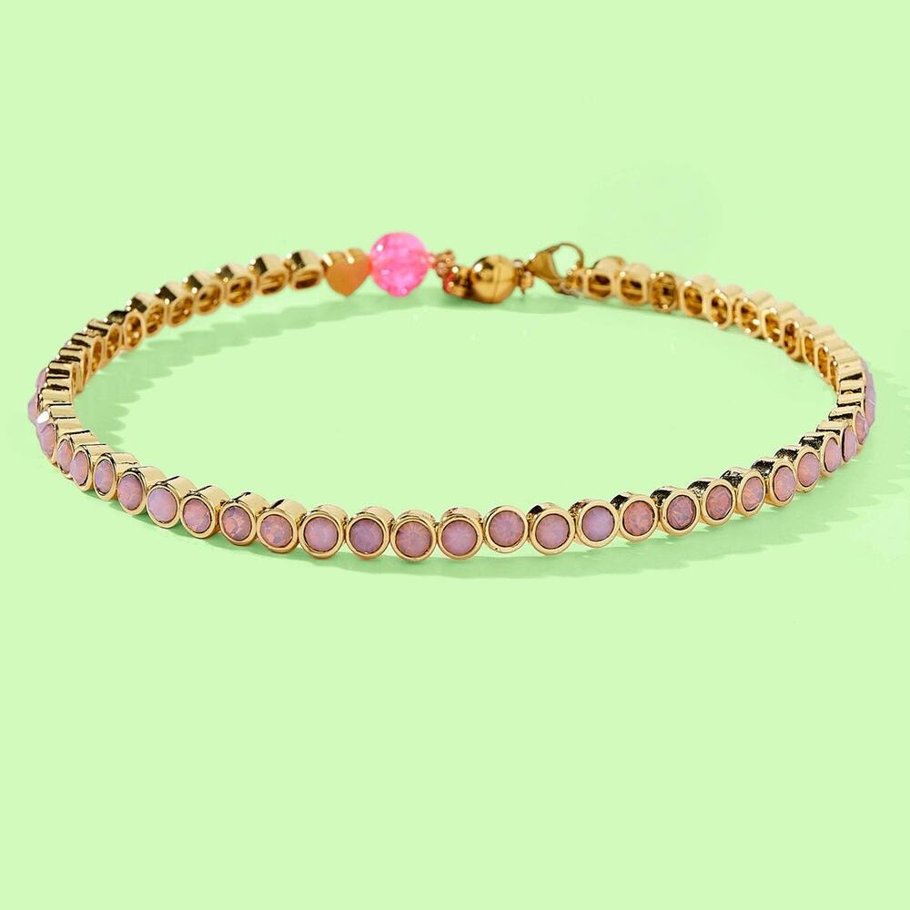 Amore Rose Opal Bezel Choker Necklace | 14K Gold Plated
